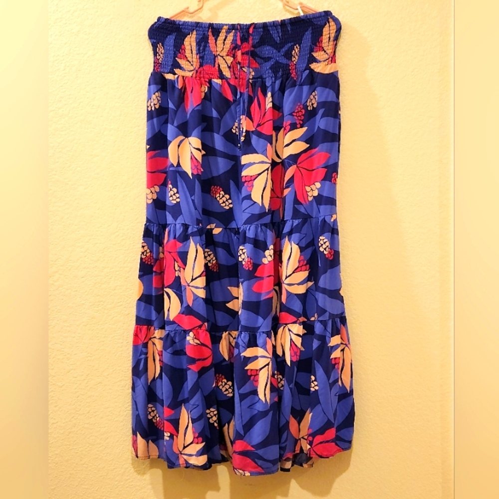 Floral Blue and Red Skirt